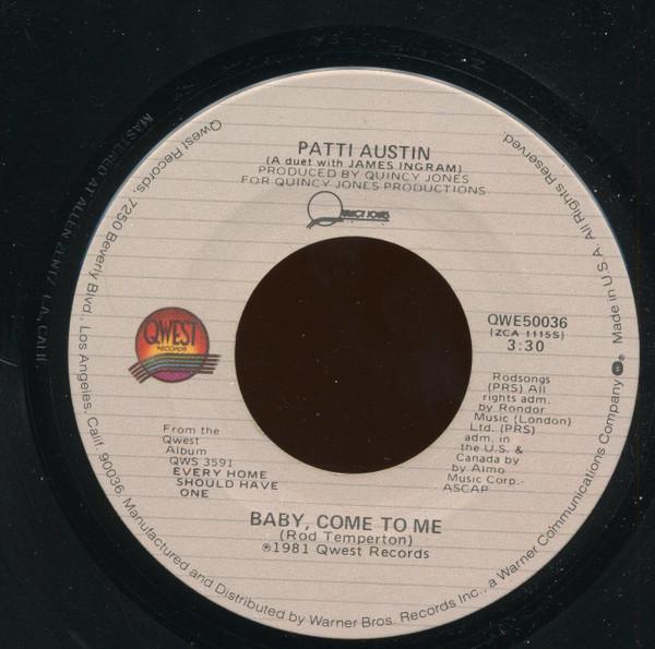 7-дюймовая пластинка PATTI AUSTIN - Baby, Come To Me / Solero QWE50036 Qwest Records 1981 США Soul/Funk Б/у