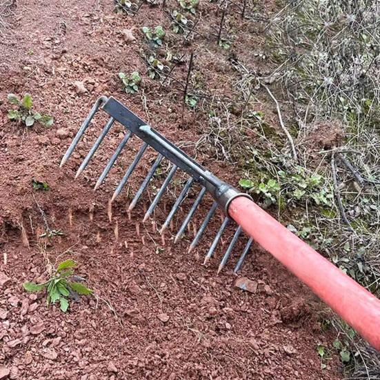 Steel Weeding Rake Detachable Gardening Hand Weeder Heavy-Duty Weeding Rake for Soil Loosening Raking Vegetable Field