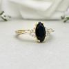 Gold Marquise Black Onyx Art Deco Wedding Ring Marquise And Round Simulated Diamond Engagement Ring Sterling Silver Promise Ring