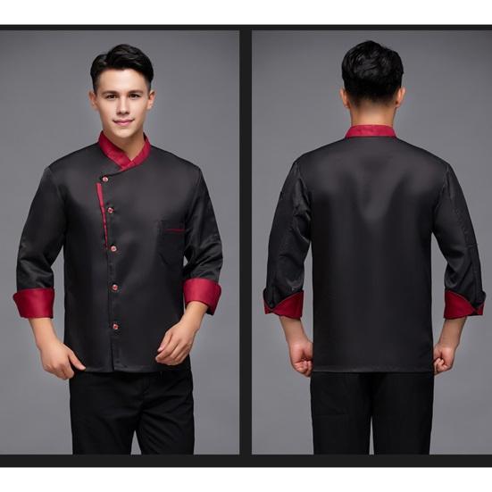 Unisex Chef Shirt Kitchen Single-breasted Short Stand Collar Kitchen Stain-resistant Loose Sleeve Bakery Restaurant Canteen Waiter Top Cook Uniform