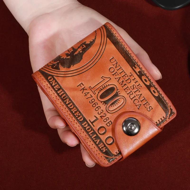 Мужские кошельки с рисунком 100 долларов США, мужской из ПУ кожи, высококачественный чехол-держатель для фотокарт, модный кошелек большой вместимости