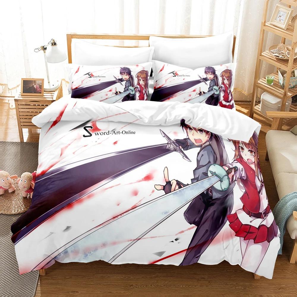 Аниме Sword Art Online Постельное белье из японского мультфильма Постельное белье из полиэстера 3D Подарок для детей Твин Одинарный Королева Размер King Пододеяльники