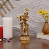 Lord Krishna Idol Statue Krishna Idols Gold Plated Flute Playing Krishan Decorative Showpiece Figurine for Pooja Room & Gift (Set of 1)