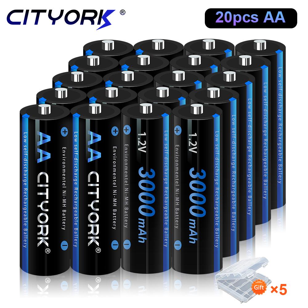 Cityork Аккумулятор AA 1,2 В AA 3000 мАч 1,2 В Ni-MH 100% оригинальные батарейки типа АА для игрушек-камер