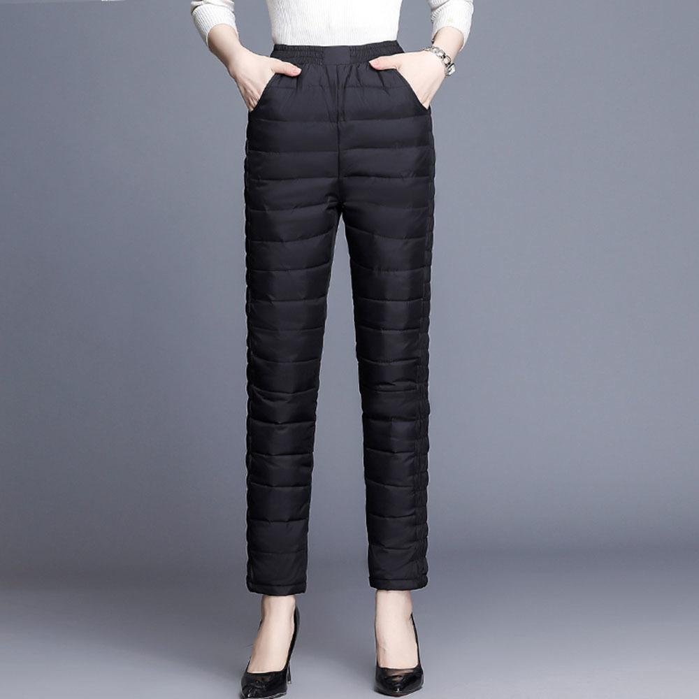 Women Pants Trousers Winter High Waisted Outer Wear Women Female Fashion Slim Warm Thick Duck Down Pants Trousers