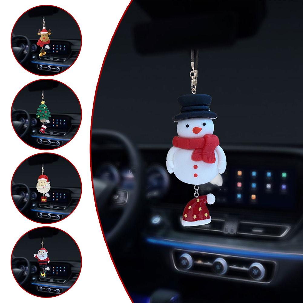 Рождественские украшения, кулон, мультяшный олень, снеговик, зеркало заднего вида, украшение, кулон, украшение интерьера автомобиля