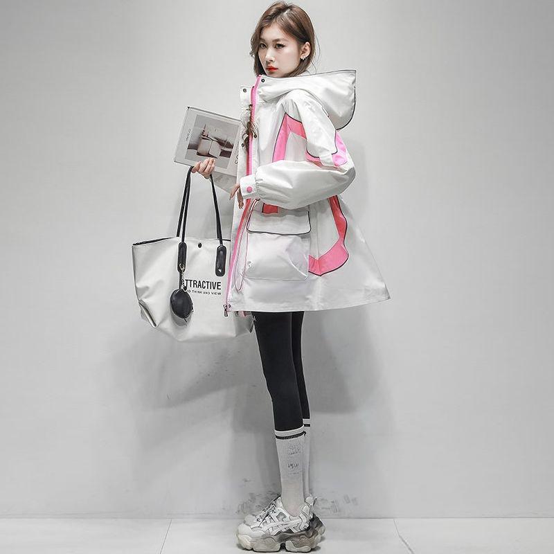 Winter Warm Thick Long Coat Women Fashion Color Block Hooded Windbreaker Casual Jacket