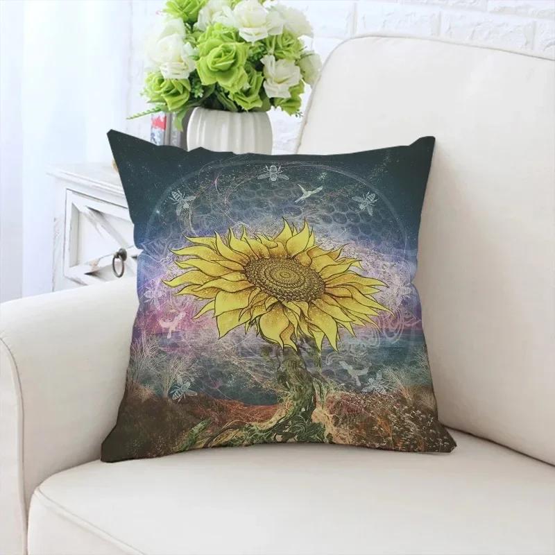 Роскошный домашний декор, наволочка для автомобиля, гостиной, дивана, чехол для подушки с рисунком подсолнуха и девушки