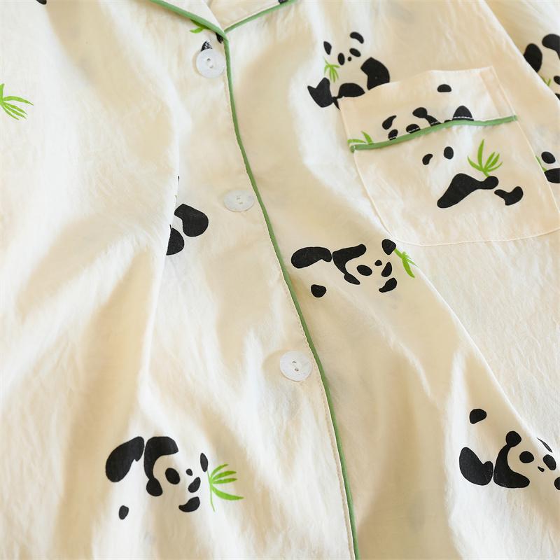 Print Cute Panda Women's Pajamas Set Autumn Spring Sleepwear Long Sleeve Tops and Pants Pajama 2 Piece Suit Nightwear Loungewear