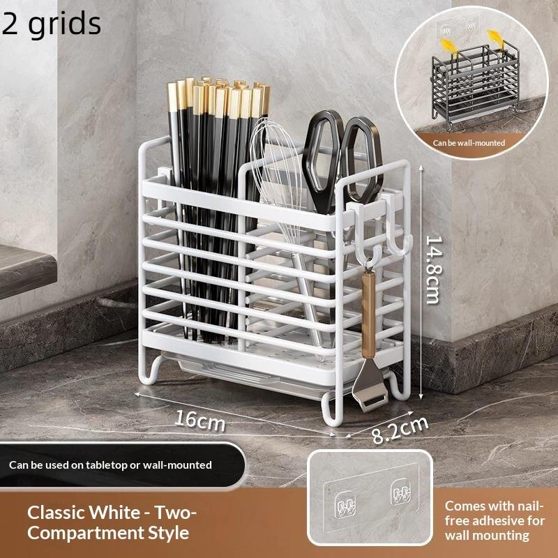 No-Drill Kitchen Cutlery Holder Wall Mounted Stainless Steel Space-Saving Sturdy Utensil Organizer for Apartment Rental