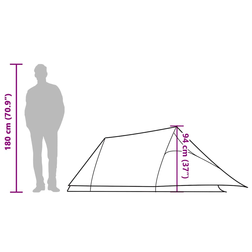Tunnel Tent for 2 Persons Green Waterproof