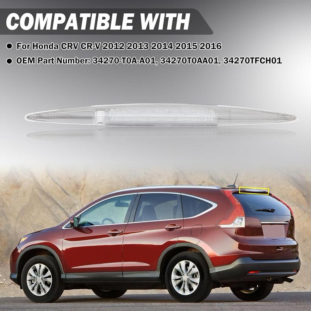 3Rd Third Brake Light For Honda CRV CR-V 2012 2013 2014 2015 2016 LED High Mount Stop Light Brake Lights 3Rd Stop Lamp (White Shell)