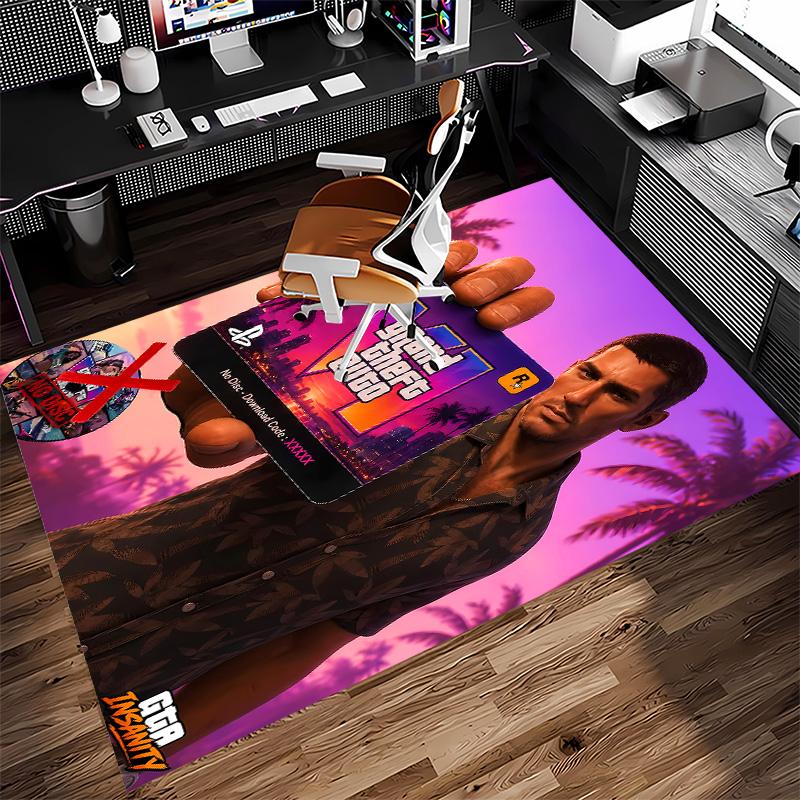 Game Grand Theft Auto Print Area Rug - Soft, Washable Non-Slip Indoor Mat for Office Chairs, Living Room, Home Office Decorative Rug