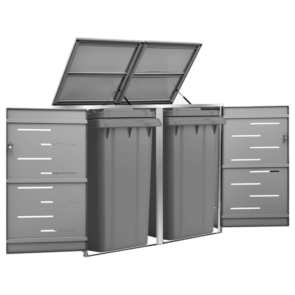 Vidaxl Osłona Na 2 Kosze Na Śmieci, 138X77,5X112,5 Cm, Stal Nierdzewna