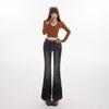 American Spice Girl Grey High Waist Micro Pull Jeans Women's Spring and Autumn New Elastic Slim Skinny Trumpet Pants