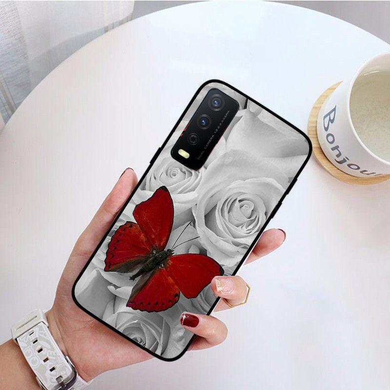 Чехол для телефона с красной бабочкой и розами для vivo Y31 Y30 Y33S Y11S Y12S Y17 Y20 Y20S Y21S Y1S Y53S Y15 Y19 Y91C V23, чехлы