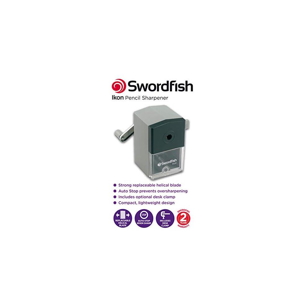 Swordfish ?Ikon? Desktop Manual Pencil Sharpener with Replaceable Helical Blade and Auto Stop Function [40100]