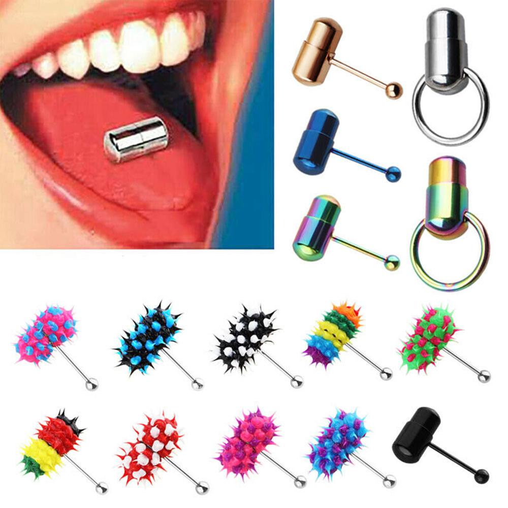 Fashion Colorful Rock Trendy Vibrating Tongue Ring Body Piercing Jewelry With 2 Batteries