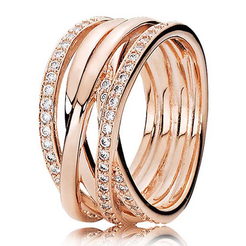 Аутентичное кольцо из стерлингового серебра 925 пробы с розой, ажурное переплетенное вечность, современное кольцо с жемчугом для женщин, подарок, модные украшения