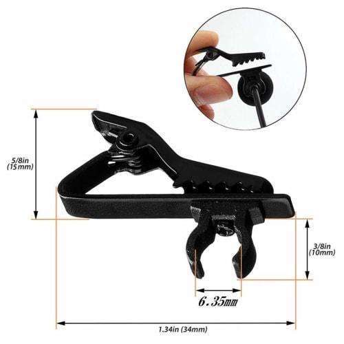 Microphone Clip, Tie Clip-Style, C-Shaped Holder for Lapel Microphones, Securely Clamps and Prevents Falling (C-Shaped Inner Diameter 6.35mm)