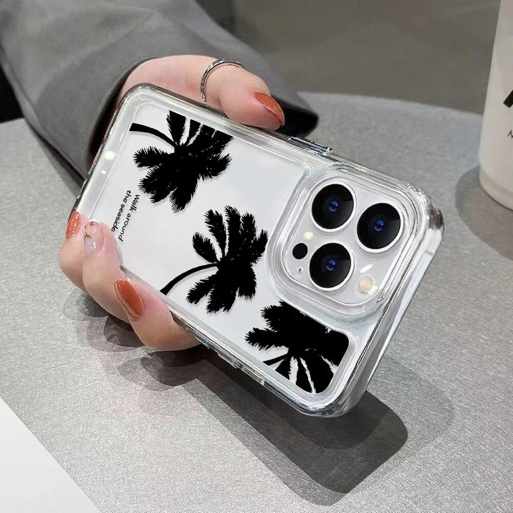 Прозрачный мягкий чехол для телефона с рисунком кокосовой пальмы для iPhone 11 12 13 15 14 Pro Max XR XS Max X 7 8 14 Plus SE 2020 2022 силиконовый чехол