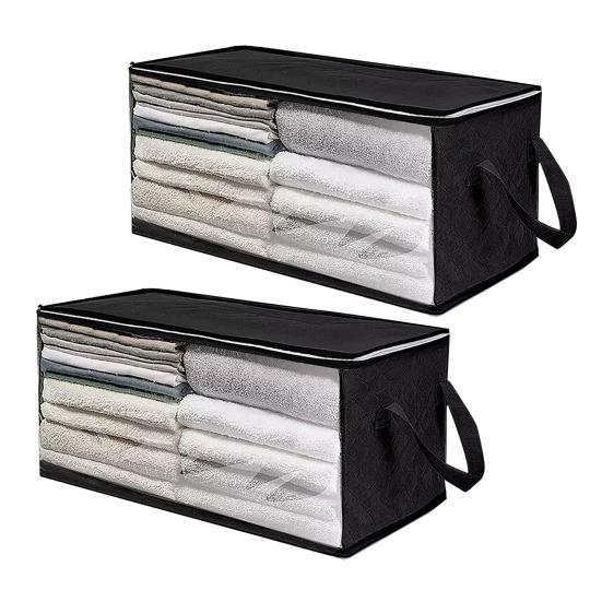 2 шт. сумки для хранения одеял с ручками, большая вместимость, прозрачное окно, дизайн одеял, одежда