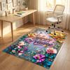 Floral Garden Theme Crystal Velvet Rug Personalized Custom Name Text Soft Floor Mat Home Decor