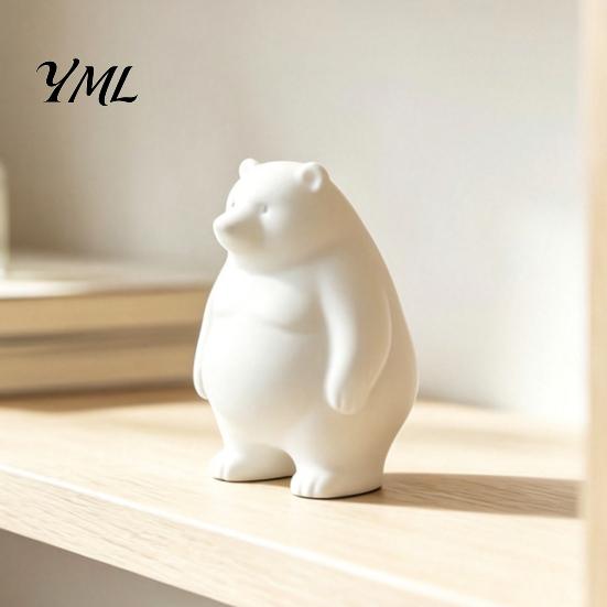 Customizable Bear Figure for Kids Chubby Figurine, 3D Printed DIY Paintable Fat Cute Figurine Home Decor Statue, Minimalist Desktop Ornament,