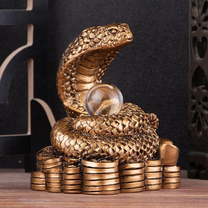 2026 Year Of The Snake Figurine Simulation Snakes Ornaments Animal Resin Statue Chinese Style Tabletop Feng Shui Lucky Crafts