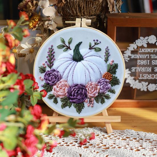 Набор для вышивания на Хэллоуин Набор для вышивки крестом своими руками с пяльцами для вышивания Ручная вышивка для начинающих Поделки гномов для начинающих Взрослые