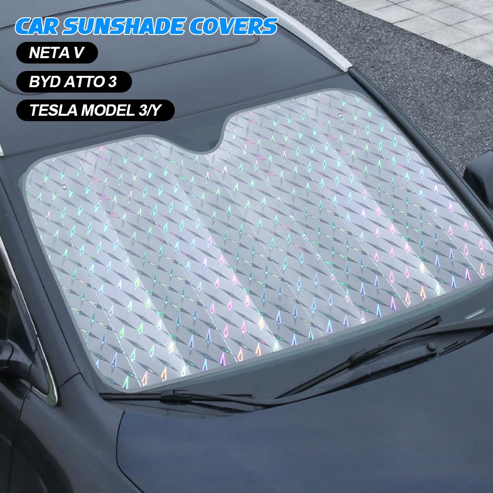 Car Sunshade UV Protection Curtain Car Sun Shade Laser Film Windshield Visor Front Windshield Sunshade Cover Sun Shade