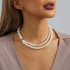 Fashionable 2023 Women's Double Layer Pearl Necklace Unique Geometric Design For Street Style