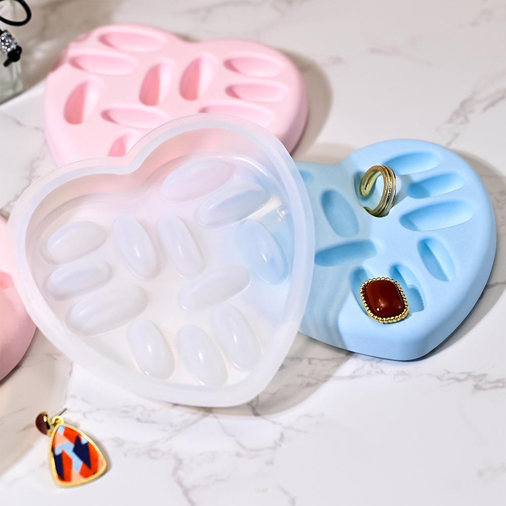 Сделай сам силиконовая форма для круглых и в форме сердца подносов для хранения украшений - органайзер для колец из кристальной эпоксидной смолы