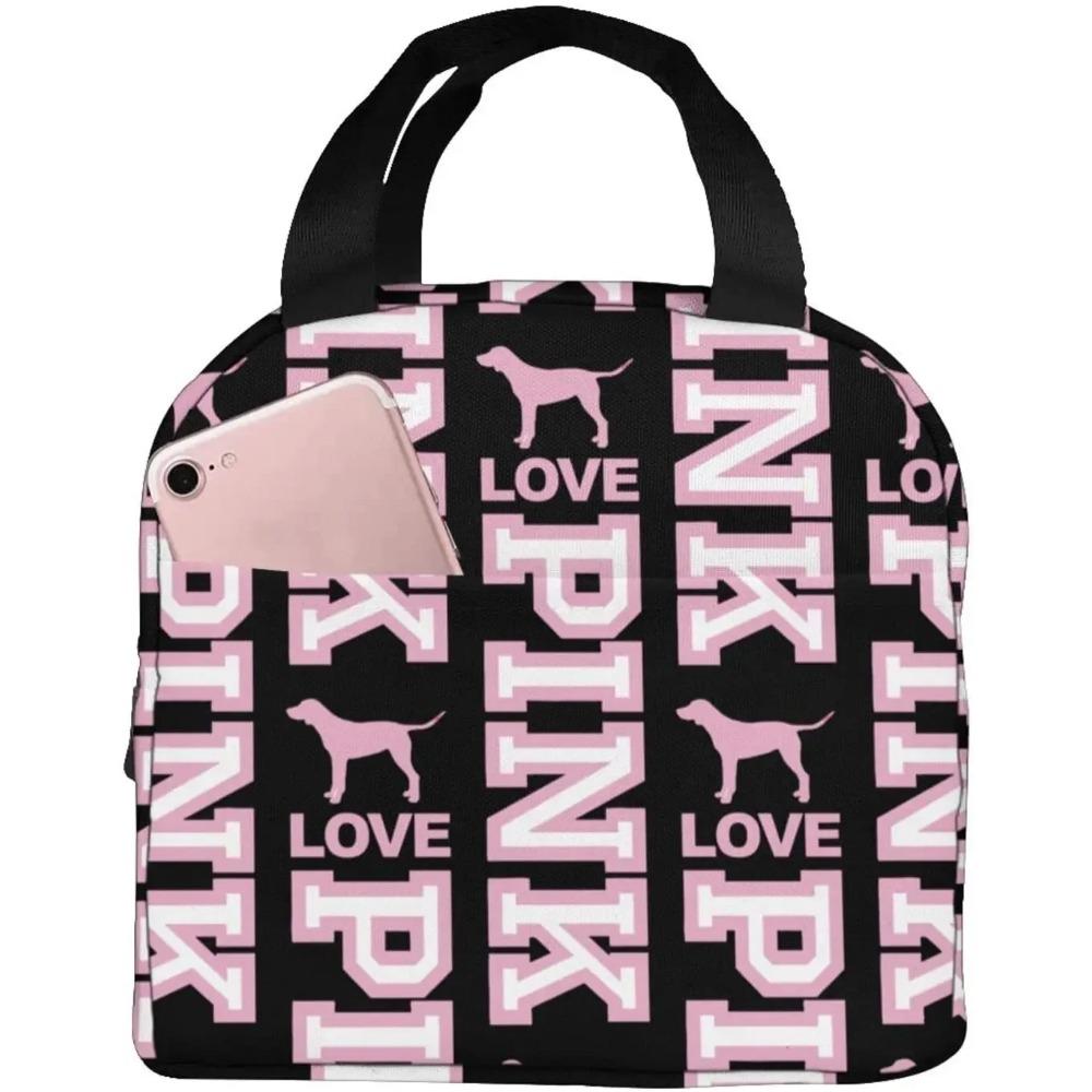 Love Pink Женская изолированная сумка для ланча с клубничным молоком, многоразовая охлаждающая сумка для ланча, милый контейнер для ланча для мальчиков и девочек, переносная сумка для ланча