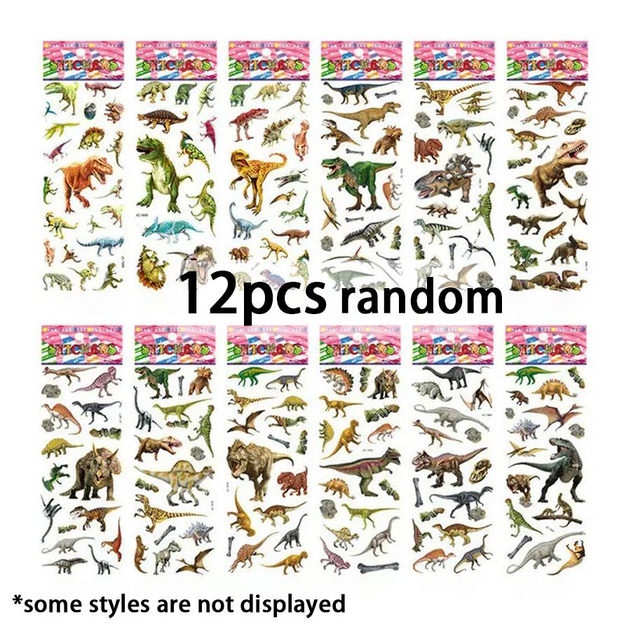 6/12/24pcs Self-adhesive Sticker Realistic Dinosaur Theme DIY Handicrafts Supplies for Journal & Phone Case & Suitcase Decor XJM