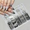 10Rolls Retro White Black Lace Transfer Nail Foil Stickers Lace Floral French Nail Decals Starry Sky Foils Nail Decorations T@2Y