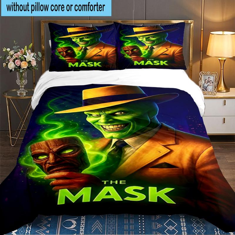 The Masked Green Man 3PCS Bedding set,Ideal for 1pc Duvet Cover And 2pcs Pillowcases Perfect for Fan gift,Ideal for Bedroom, Dormitory