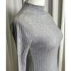 Women Autumn Winter Half High Collar Ribbed Knitted Sweater Solid Color Long Sleeve Slim-fit Pullovers