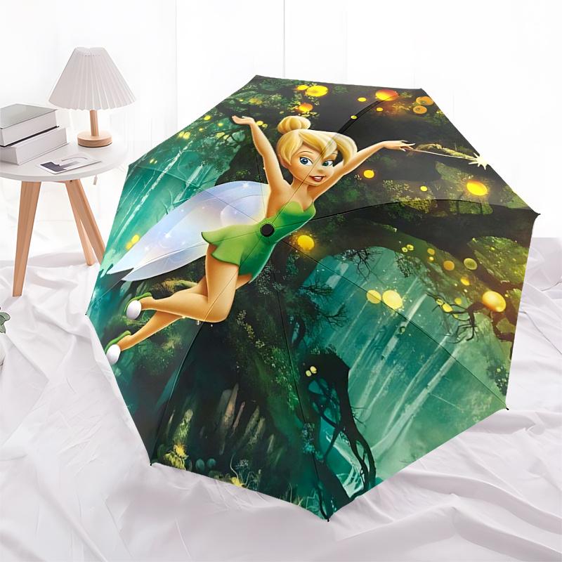 Tinker bell Themed Travel Umbrella-8 Ribs Automatic Opening and Closing, Portable Folding Design, Compact and Stylish Umbrella