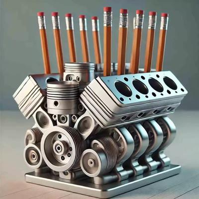 Подставка для ручек V8 Двигатель автомобиля Подставка для ручек Креативный настольный органайзер для канцелярских принадлежностей для дома и офиса Декор Настольное украшение