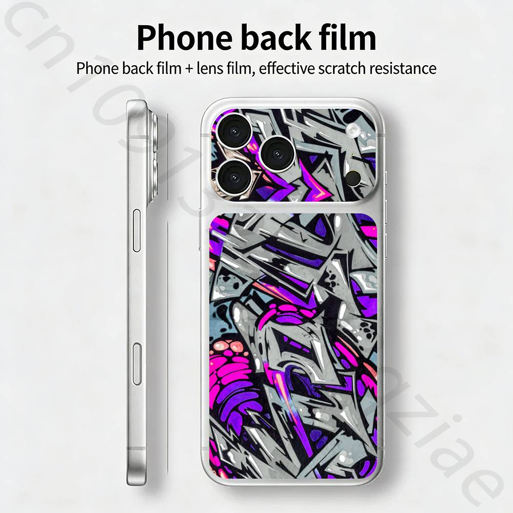 Крутой Граффити Арт Стикер Пленка Wrap Защитная Наклейка на Заднюю Панель 3D Цветная для iPhone 17 pro Max /17 pro Полное Покрытие