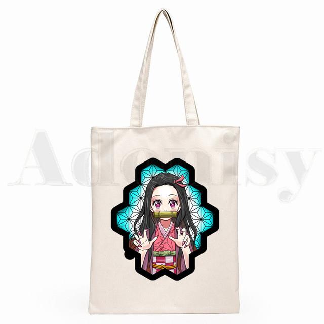 Японское аниме Kimetsu No Yaiba Demon Slayer, сумки для покупок с графическим мультяшным принтом, модная повседневная сумка для девочек, Pacakge