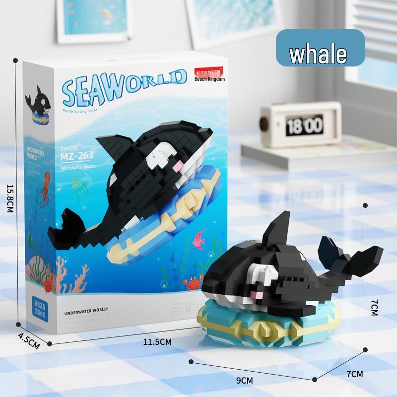 Совместимо с Lechaochao Lechuang Shark Model Marine Life Building Blocks Toy для детей