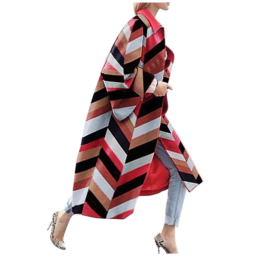 Модная женская карманная куртка с принтом, верхняя одежда, кардиган, пальто, длинный плащ