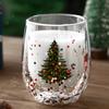300ml Christmas Tree Pattern Movable Sequin Christmas Cup High Temperature Resistant Clear Double Wall Insulated