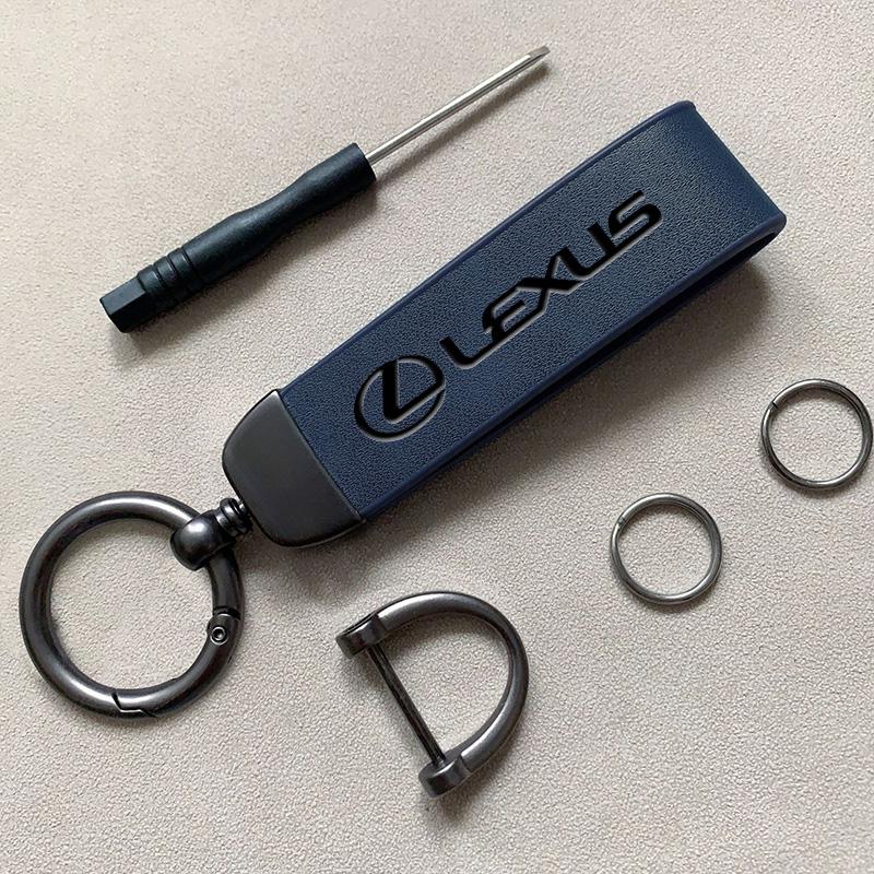 csgpkv1 Car Keychain Cowhide Leather Key Rings Waist Buckle Carabiner For Lexus F-SPORT ES RX NX LS UX LM LX GX LC RZ IS CT GS RC HS SC