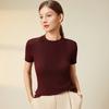 Women's Spring and Summer New Acetic Acid Tencel Wool T-shirt Small Collar Thin Temperament Blouse Solid Colour Slant Shoulder Short Sleeve