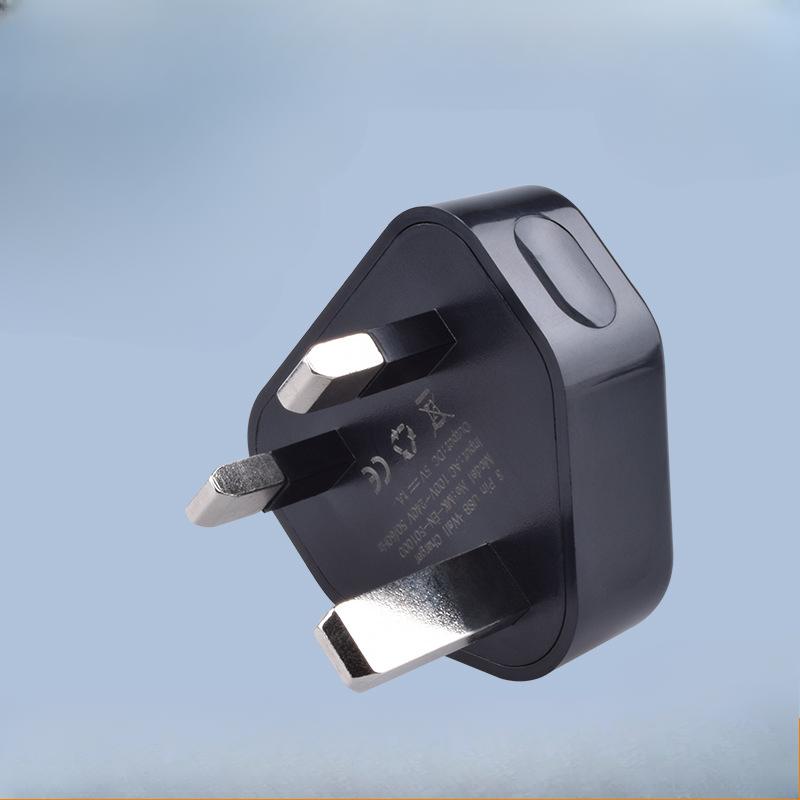 Зарядное устройство для мобильного телефона с одним портом USB, сертификация 5 В 1 А, британский стандарт, треугольная зарядная головка, черный, адаптер питания для быстрой зарядки