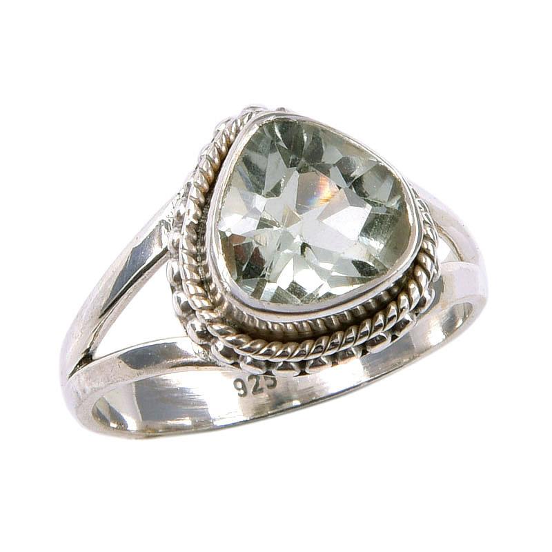 Подарочное кольцо из стерлингового серебра 925 пробы с натуральным зеленым аметистом S.5.5 T4H92