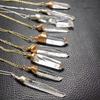 Healing Crystal Fashion Jewelry Colombian Lemurian Quartz Hand Wrapped Pendant Necklace